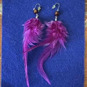 Elegant Purple Feather Earrings